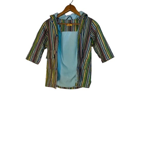 Pluie Pluie Striped Fleece Lined Hood Rain Jacket Coat Girls Boys Unisex Sz 4/5 - Picture 4 of 5